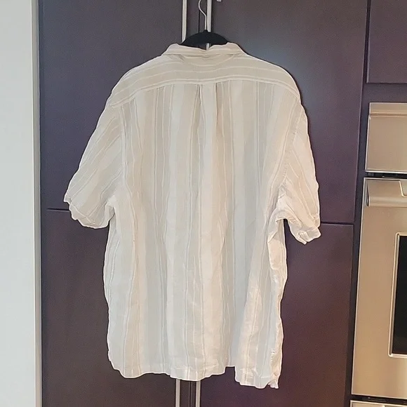 BROOKS BROTHERS Irish linenshort sleeve camp collar  STRIPED sport SHIRT - Picture 2 of 12